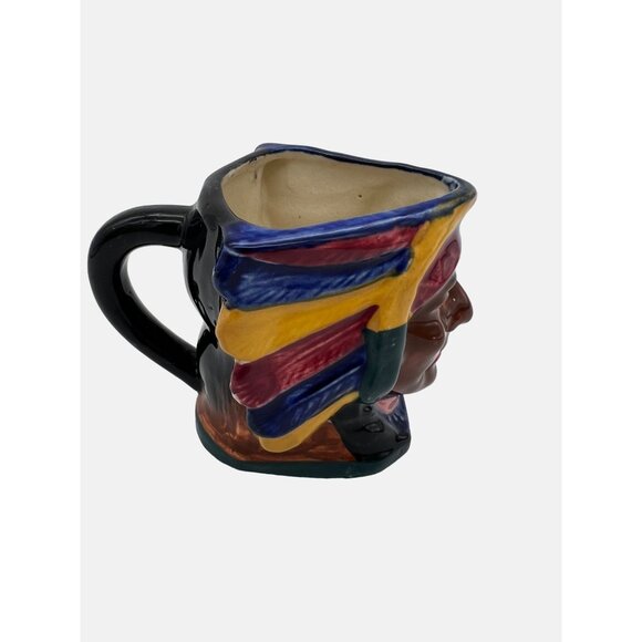 Ceramic Native American Indian Chief Head Toby Creamer Made In Japan 3" - Picture 4 of 7
